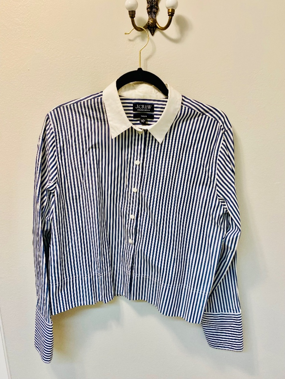 J crew cropped contrast collar shirt